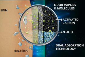 StomaCloak uses activated carbon filtering to absorb and destroy odors